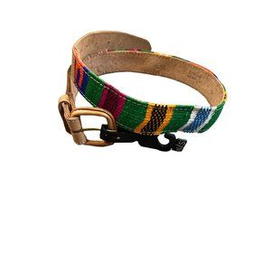 Vintage Leather & Textile Colorful Belt Size Small